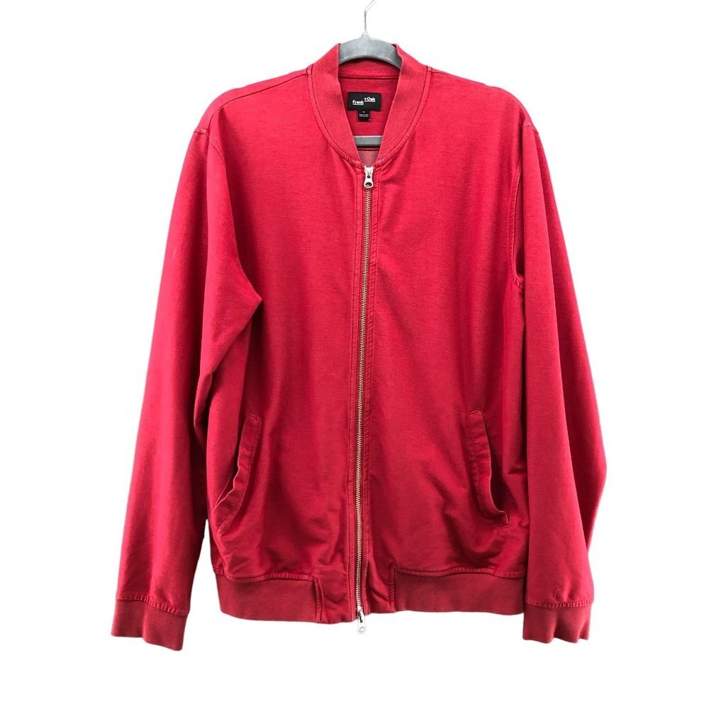 Frank + Oak Sweatshirt‎ Mens M Red Full Zip Stand Collar Cotton Blend Fleece
